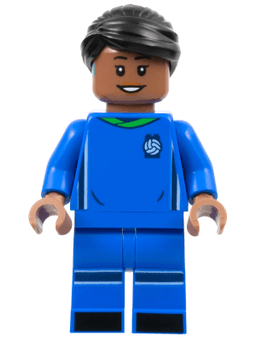 LEGO Soccer Player Female Blue Uniform Medium Brown Skin Black Hair Hearing Aid (idea144) minifigure