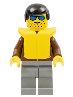 Jacket Brown - Light Gray Legs, Black Male Hair, Life Jacket