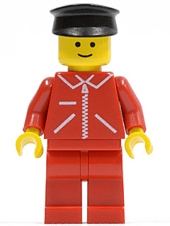 Jacket Red with Zipper - Red Arms - Red Legs, Black Hat