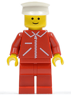 Jacket Red with Zipper - Red Arms - Red Legs, White Hat
