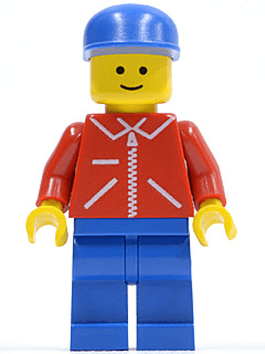 Jacket Red with Zipper - Red Arms - Blue Legs, Blue Cap