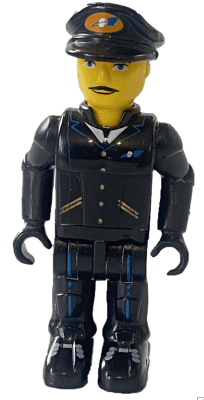 LEGO Airplane Pilot with Black Pants Black Shirt and Black Cap with Logo (js019) LEGO Minifigure