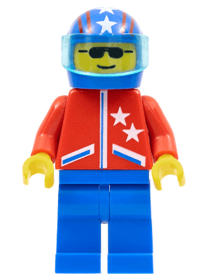 Jacket 2 Stars Red - Blue Legs, Blue Helmet 4 Stars & Stripes, Trans-Light Blue Visor