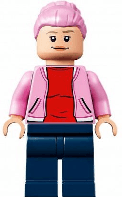 Brooklynn - Bright Pink Jacket over Red Shirt, Dark Blue Legs