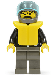 Leather Jacket with Zippers - Dark Gray Legs and Helmet, Life Jacket