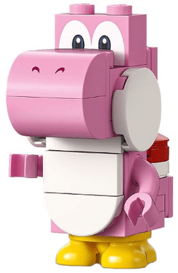 Pink Yoshi - White Tile, Round 1 x 2 Half on Front