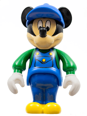LEGO Mickey Mouse Figure with Blue Overalls Green Sleeves Blue Cap (mck001) Disney Minifigure
