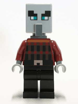 Illager (Pillager) - Wide Eyes, Dark Bluish Gray Neck Bracket and Tile with Clip