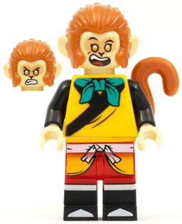 Monkey King - Bright Light Orange Robe, Dark Turquoise Bandana, Open Eyes