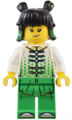 Mei - White Robe Top, Bright Green Pants
