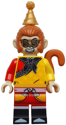 Monkey King - Yellow Robe, Black Bandana, Pearl Gold Party Hat