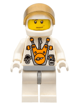 LEGO Mars Mission Astronaut with Helmet Metallic Gold Visor Smirk and Stubble Beard (mm015) minifigure