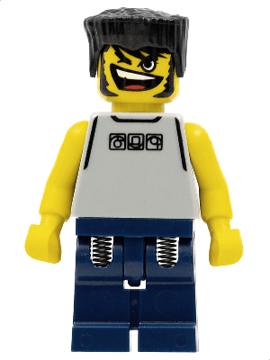 Basketball Street Player, Light Gray Torso and Dark Blue Legs, Black Flat Top Hair