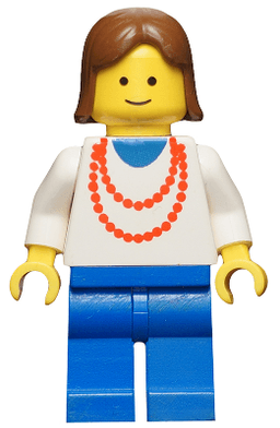 Necklace Red - Blue Legs, Brown Female Hair