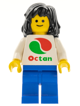 Octan - White Logo, Blue Legs, Black Mid-Length Female Hair