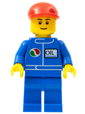 Octan - Blue Oil, Blue Legs, Red Short Bill Cap, Black Eyebrows