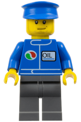 Octan - Blue Oil, Dark Bluish Gray Legs, Blue Hat, Smirk and Stubble Beard