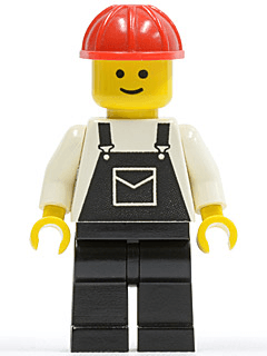 LEGO Overalls Black with Pocket Red Construction Helmet (ovr007) minifigure