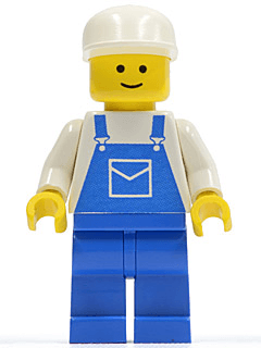 LEGO Overalls Blue with Pocket White Cap (ovr011) Town / City Minifigure