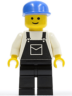 Overalls Black with Pocket, Black Legs, Blue Cap