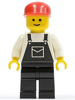 LEGO Overalls Black with Pocket Red Cap (ovr014) Town / City Minifigure