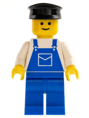LEGO Overalls Blue with Pocket Black Hat (ovr015) Town / City Minifigure