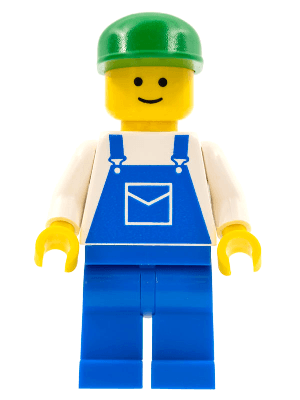 Overalls Blue with Pocket, Blue Legs, Green Cap