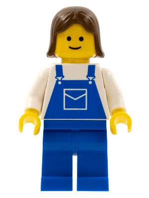Overalls Blue with Pocket, Blue Legs, Brown Female Hair