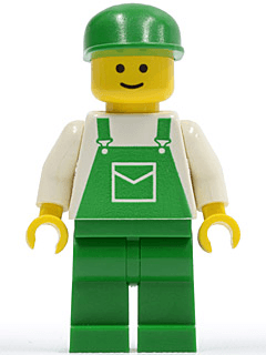 LEGO Overalls Green with Pocket Green Cap Standard Grin (ovr019) Town / City Minifigure
