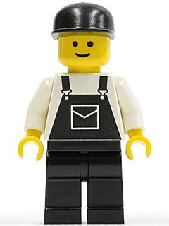 LEGO Overalls Black with Pocket Black Cap (ovr020) Town / City Minifigure