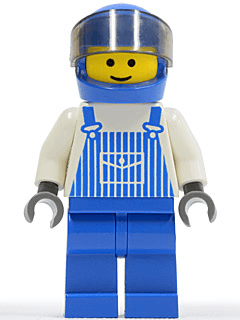 LEGO Overalls Striped Blue with Pocket (ovr024) Town / City Minifigure