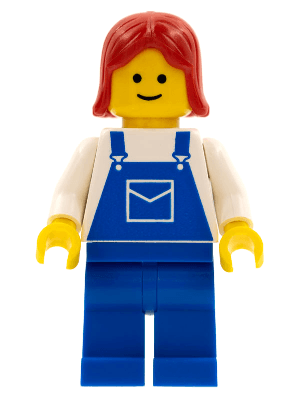 Overalls Blue with Pocket, Blue Legs, Red Female Hair