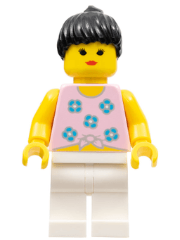 Blue Flowers - White Legs, Black Ponytail Hair