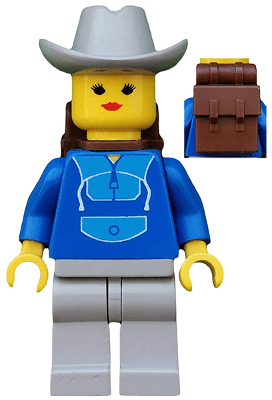 Jogging Suit, Light Gray Legs, Light Gray Cowboy Hat, Backpack