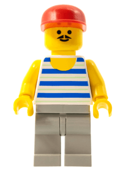 LEGO Horizontal Blue and Light Green Stripes Red Cap (par047) minifigure