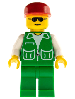 Jacket Green with 2 Large Pockets - Green Legs, Red Cap, Black Sunglasses