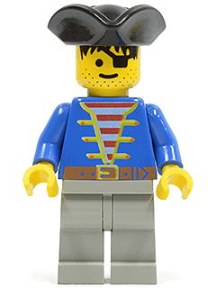LEGO Pirate Blue Jacket Black Pirate Triangle Hat (pi005) Pirates Minifigure