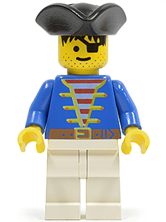 LEGO Pirate Blue Jacket White Legs Black Pirate Triangle Hat (pi006) Pirates Minifigure