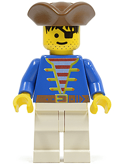 LEGO Pirate Blue Jacket Brown Pirate Triangle Hat (pi009) Pirates Minifigure