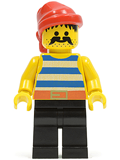 LEGO Pirate Blue / White Stripes Shirt Red Bandana (pi020) minifigure
