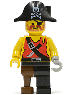 LEGO Pirate Shirt with Knife Black Pirate Hat with Skull (pi022) Pirates Minifigure