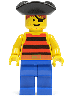 LEGO Pirate Red / Black Stripes Shirt Black Pirate Triangle Hat (pi026) Pirates Minifigure