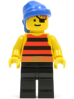 LEGO Pirate Red / Black Stripes Shirt Blue Bandana (pi027) minifigure