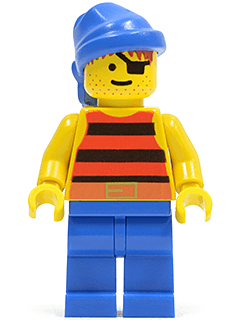 LEGO Pirate Red / Black Stripes Shirt Blue Bandana (pi028) Pirates Minifigure