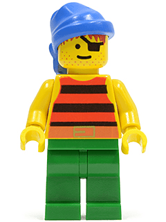 LEGO Pirate Red / Black Stripes Shirt Blue Bandana (pi029) minifigure