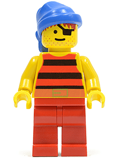 LEGO Pirate Red / Black Stripes Shirt Blue Bandana (pi030) Pirates Minifigure