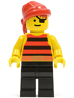 Pirate Red / Black Stripes Shirt, Black Legs, Red Bandana
