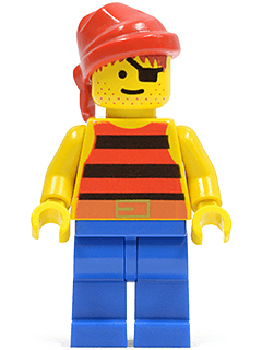 Pirate Red / Black Stripes Shirt, Blue Legs, Red Bandana