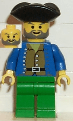 LEGO Pirate Brown Shirt Black Pirate Triangle Hat (pi034) minifigure