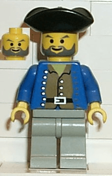LEGO Pirate Brown Shirt Black Pirate Triangle Hat (pi035) Pirates Minifigure